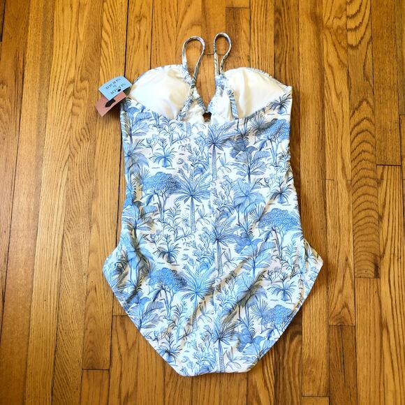 Shade & Shore NWT Blue Toile Floral Print One-Piece Swimsuit XL (16) - Picture 11 of 11
